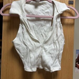 Urban Outfitters White Ribbed Crop Top